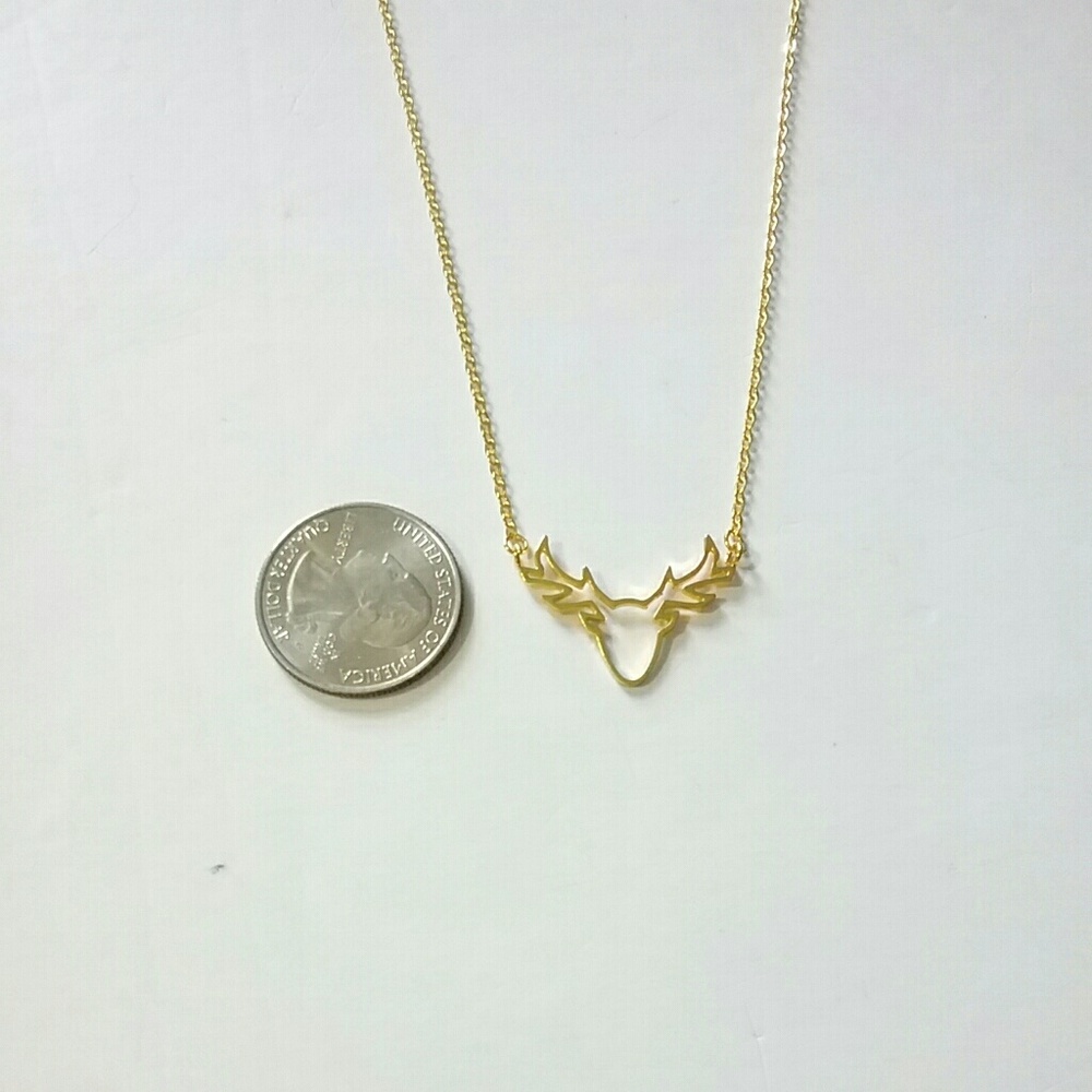 Gold Simple Reindeer Necklace - Picture 7 of 8